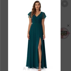 Azazie Rylee Pine Green Dress Size 6 Unaltered Perfect for Christmas & Holidays